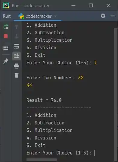 calculator program python