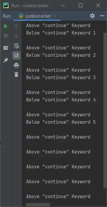continue keyword in python