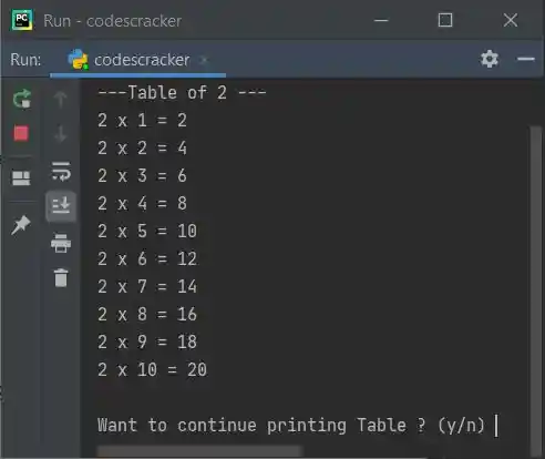 continue statement python example program