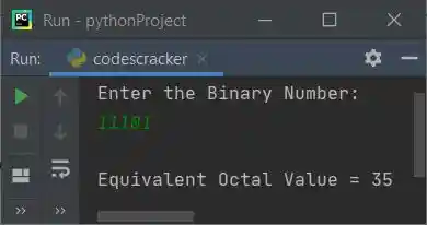 convert binary to octal python