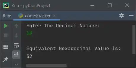 convert decimal to hexadecimal python