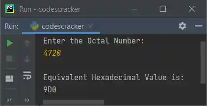 convert octal to hexadecimal python