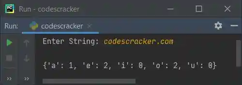 count each vowels using dictionary python