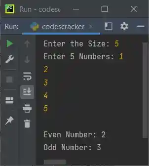 count even odd numbers in list python program