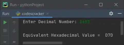decimal to hexadecimal conversion python