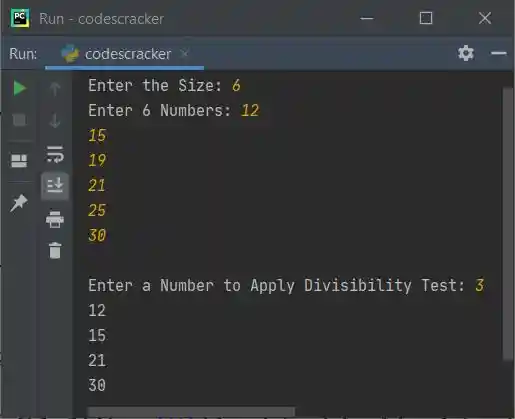 divisibility test program using function python