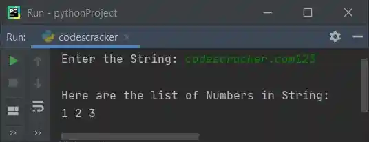 extract numbers from string using isdigit python