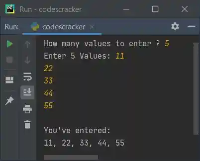 get continuous input from user using for loop python