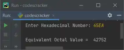 hexadecimal to octal conversion in python