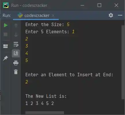 insert element in list at end python