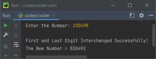 interchange digits using list python