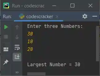 largest among three numbers python