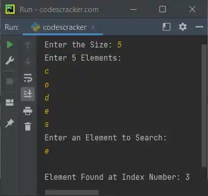 linear search program in python
