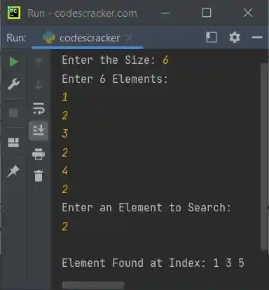 linear search with duplicate element python