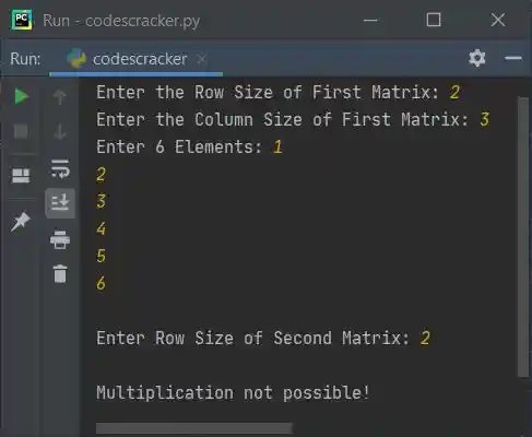matrix multiplication entered by user python