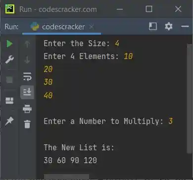 multiply all numbers in list by constant python
