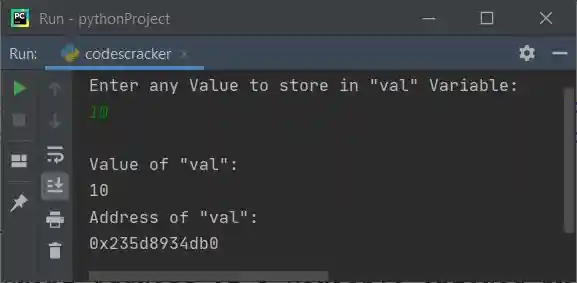 print address of variable python
