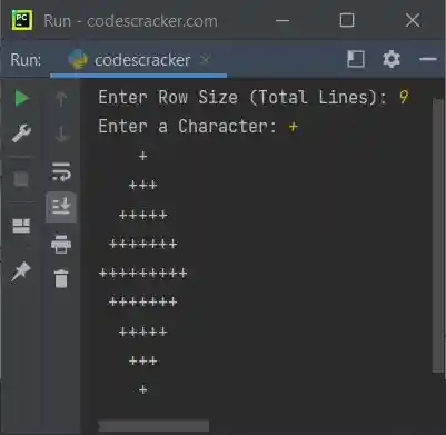 print diamond of given character python