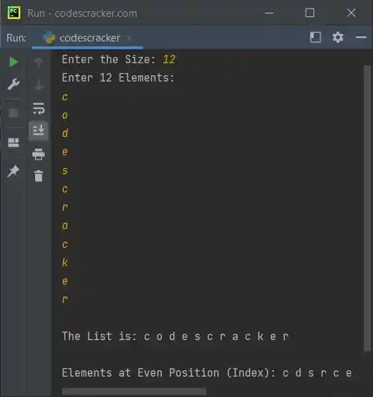 print elements at even index python