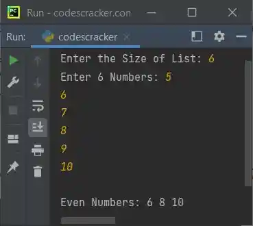 print even numbers from given list python