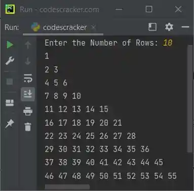 print Floyd triangle python