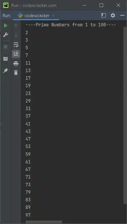 print prime numbers from 1 to 100 python
