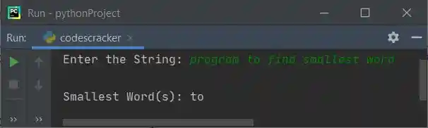 print smallest word in string python