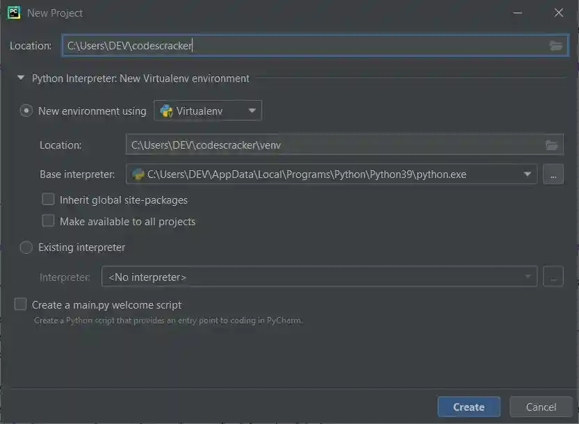 pycharm setup python
