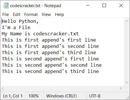 python append text with newline