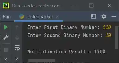 python binary number multiplication program