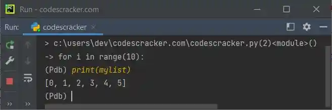python breakpoint function example