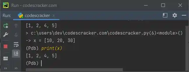 python breakpoint method program