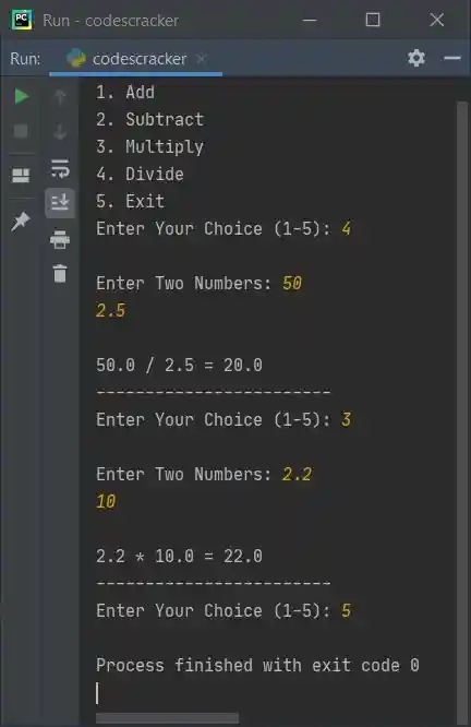 calculator program in python