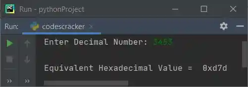 python convert decimal to hexadecimal