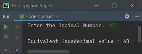 python convert decimal to hexadecimal
