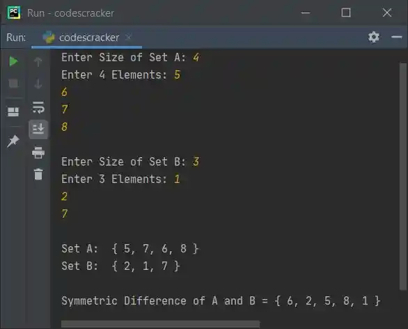 python find symmetric difference of sets