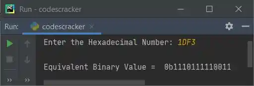 python hexadecimal to binary using int bin