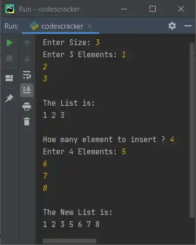 python insert multiple elements in list at end