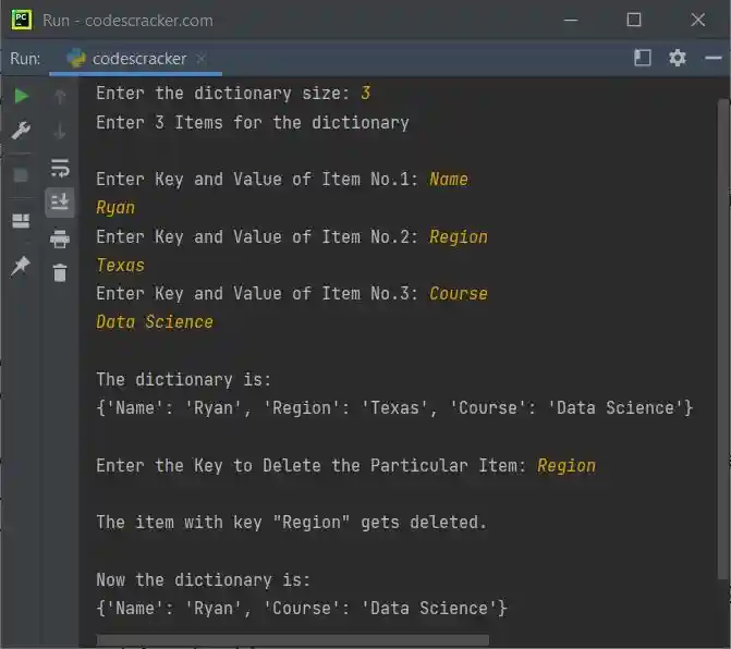 python pop function dictionary