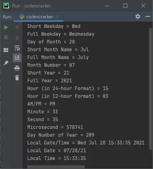 python print date time format example