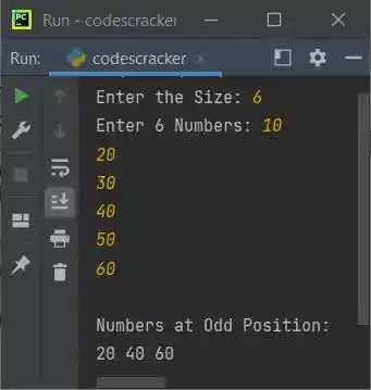 python print number at odd position