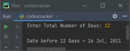python print previous date before given days