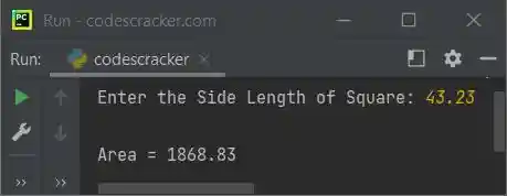 python calculate area of square