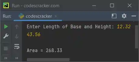 python calculate area of triangle
