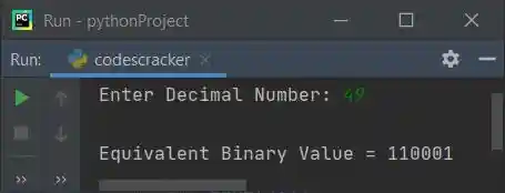 python program decimal to binary