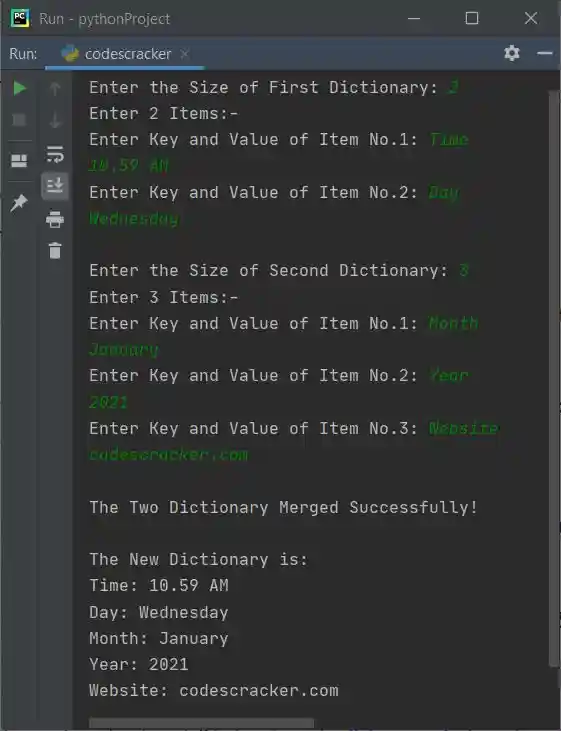 python program merge two dictionaries