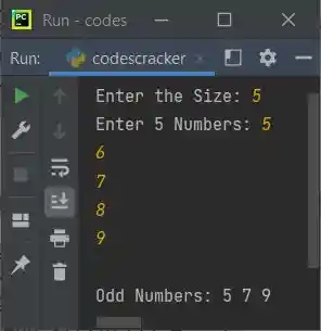 python program print odd numbers in list