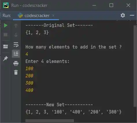 python sets add multiple elements to set