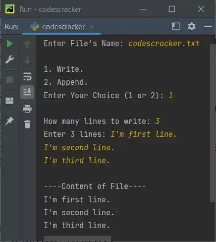 python writelines program