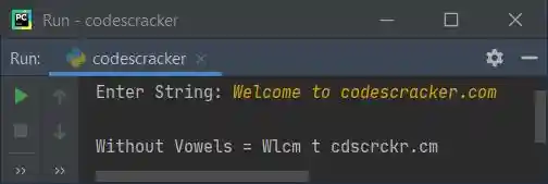remove vowels from string using for loop python